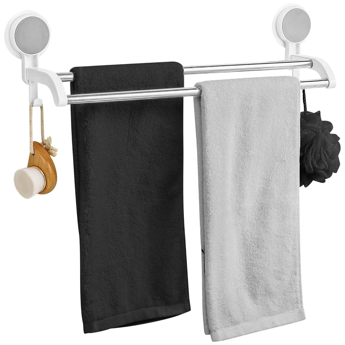 Wall Mounted Self Adhesive Magic Sticker Towel Holder in Bathroom/Towel Rod for Bathroom/Hangers for Clothes/Cloth Hanger for Wall/Towel Stand/Towel Napkin Holder (Double Towel Bar)