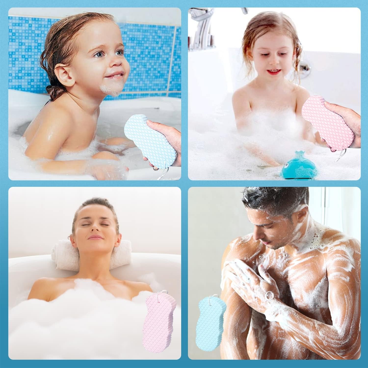 Baby Bath Sponge,scrubber,Body Shower Sponge,Dead Skin Remover,Soft Exfoliating,White,Synthetic,Standard,Reusable,(1-piece)
