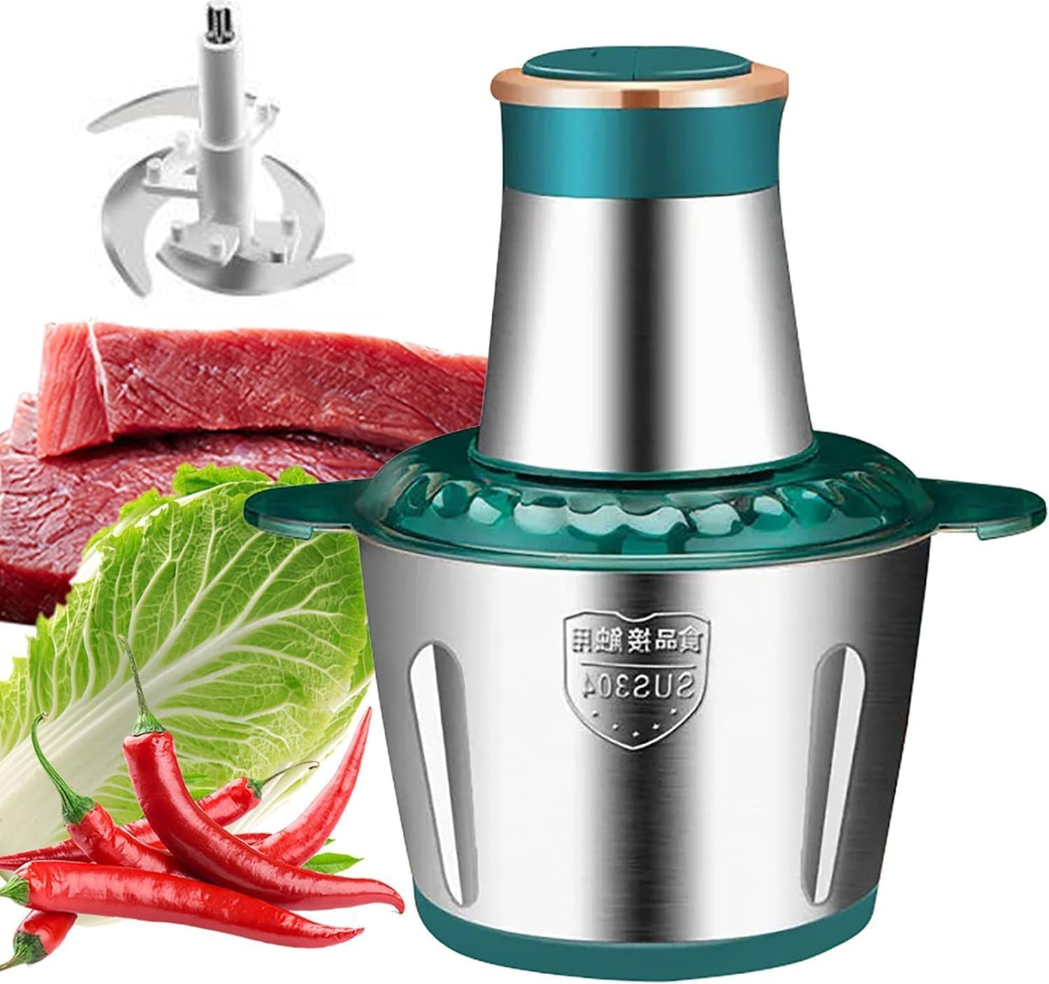 Stainless Steel Fully Automatic Meat Grinder, Household Stainless Steel Grinder, 2-Speed 400W Meat Grinder, Electric Multi-Functional Small Grinder, Food Processing Mixer