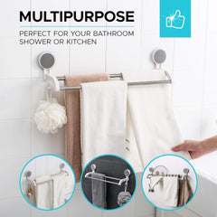 Wall Mounted Self Adhesive Magic Sticker Towel Holder in Bathroom/Towel Rod for Bathroom/Hangers for Clothes/Cloth Hanger for Wall/Towel Stand/Towel Napkin Holder (Double Towel Bar)