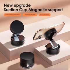 Magnetic Car Mobile Holder For Dashboard Vacuum Suction Phone Holder Mount Hand Free Magnetic Cell Phone Stand With Strong Grip Shockproof Suction Cup Mount For Car Gym Office Table - Black