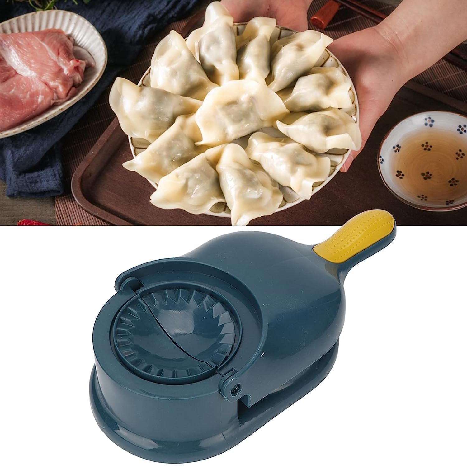 2in1 Momos Maker Machine, Skin Press Gujiya Mould Dumpling Maker, Momo Maker Mould Kitchen Dumpling Tool for Ghughra Kajjikayalu Karanji Puri and Samosa Maker Kachori Puri Maker