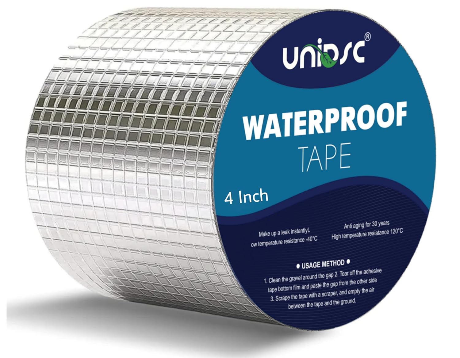 Super Strong Adhesive Waterproof tape Permanent Repair Roof Water Leakage Solution Rubber Foil Suitable for Roof Leak, surface Crack, Window Sill Gap, Boat Sealing, Tank Leak (4 Inch (10CM*5M))